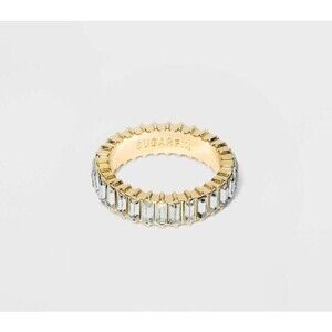SUGARFIX by BaubleBar Baguette Crystal Statement Ring NWT - Size 8